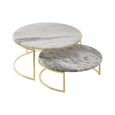 Set of 2 White Marble Cake Stands