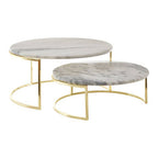 Set of 2 White Marble Cake Stands