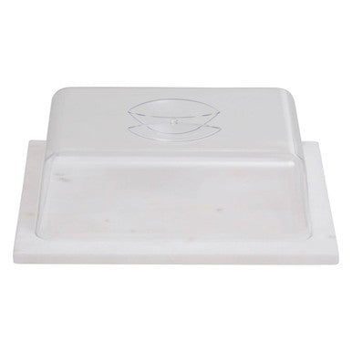 White Marble Cheese Board with Clear Lid