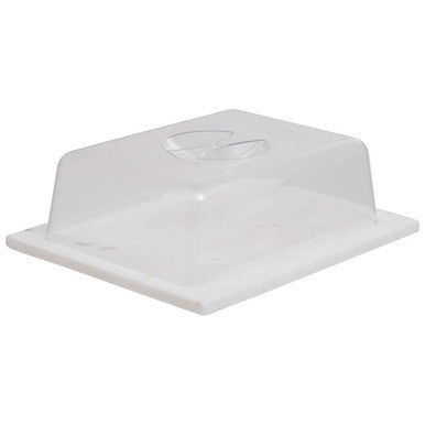 White Marble Cheese Board with Clear Lid