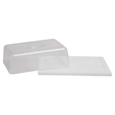 White Marble Cheese Board with Clear Lid