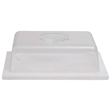 White Marble Cheese Board with Clear Lid