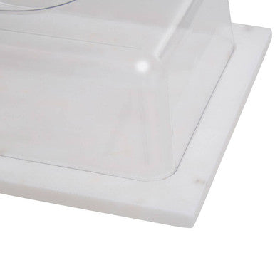 White Marble Cheese Board with Clear Lid