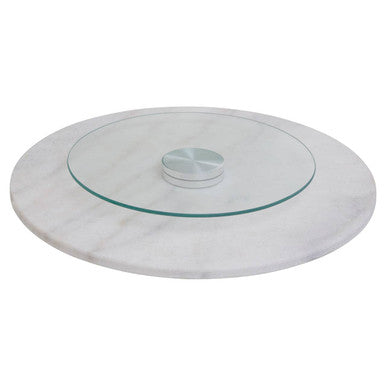Round White Marble Lazy Susan