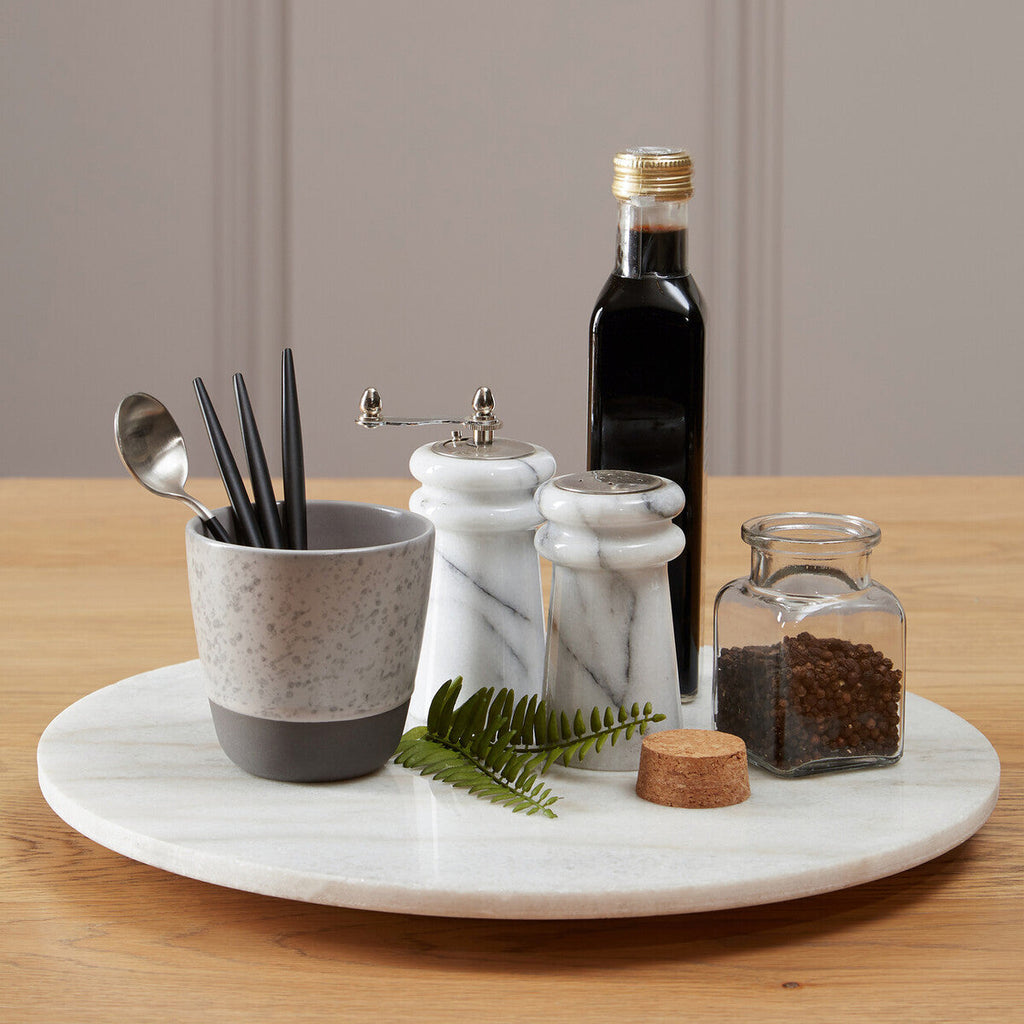 Round White Marble Lazy Susan
