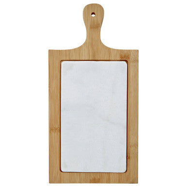 White Marble and Bamboo Cheese Board