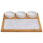 5 Piece White Marble and Ceramic Serving Board