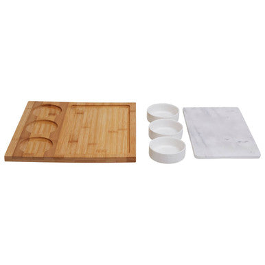 5 Piece White Marble and Ceramic Serving Board