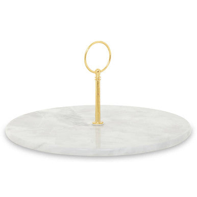 Grey Marble Cake Stand with Gold Handle