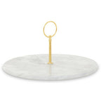 Grey Marble Cake Stand with Gold Handle