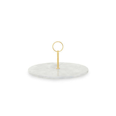 Grey Marble Cake Stand with Gold Handle