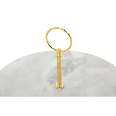 Grey Marble Cake Stand with Gold Handle