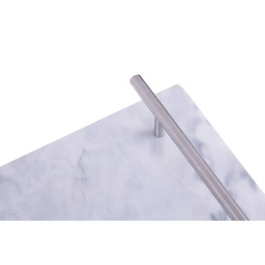 Grey Marble Serving Board with Silver Handles