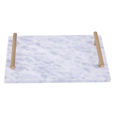 Grey Marble Serving Board with Gold Handles