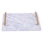 Grey Marble Serving Board with Gold Handles