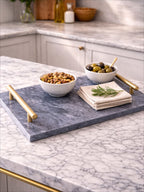 Black Marble Serving Board with Gold Handles