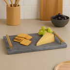Black Marble Serving Board with Gold Handles