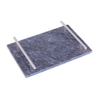Black Marble Serving Board with Silver Handles