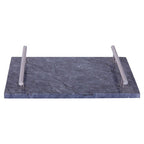 Black Marble Serving Board with Silver Handles