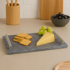Black Marble Serving Board with Silver Handles