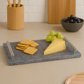 Black Marble Serving Board with Silver Handles