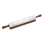 White Marble Rolling Pin with Wooden Stand