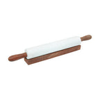 White Marble Rolling Pin with Wooden Stand