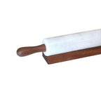 White Marble Rolling Pin with Wooden Stand
