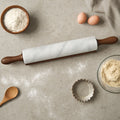 White Marble Rolling Pin with Wooden Stand