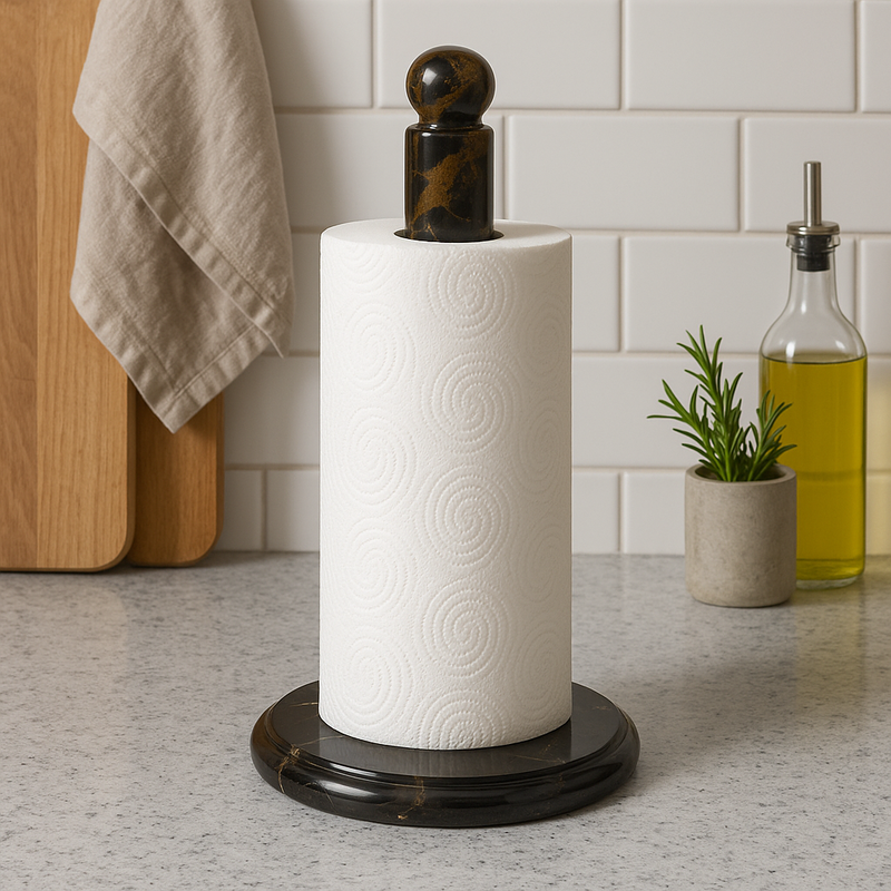 Black and Gold Marble Kitchen Roll Holder