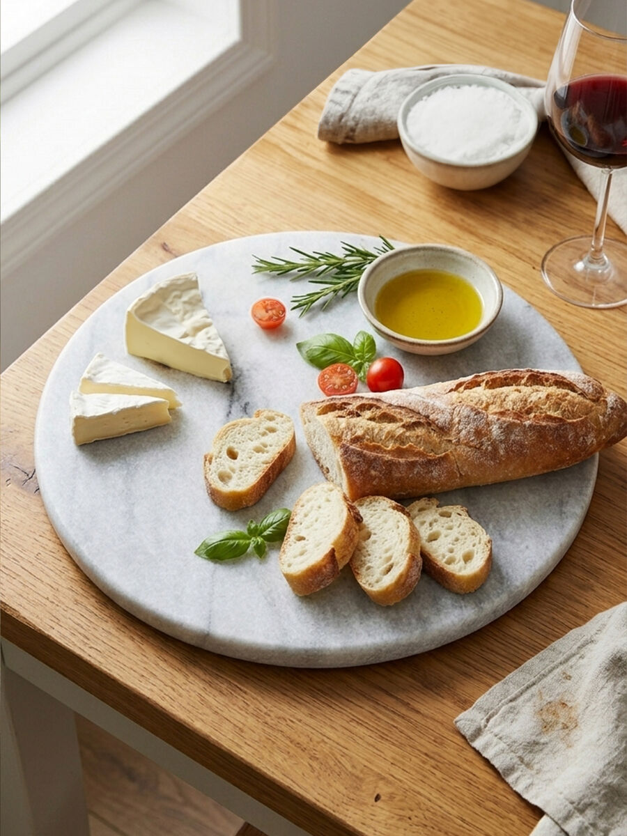 White Marble Round Chopping and Serving Board