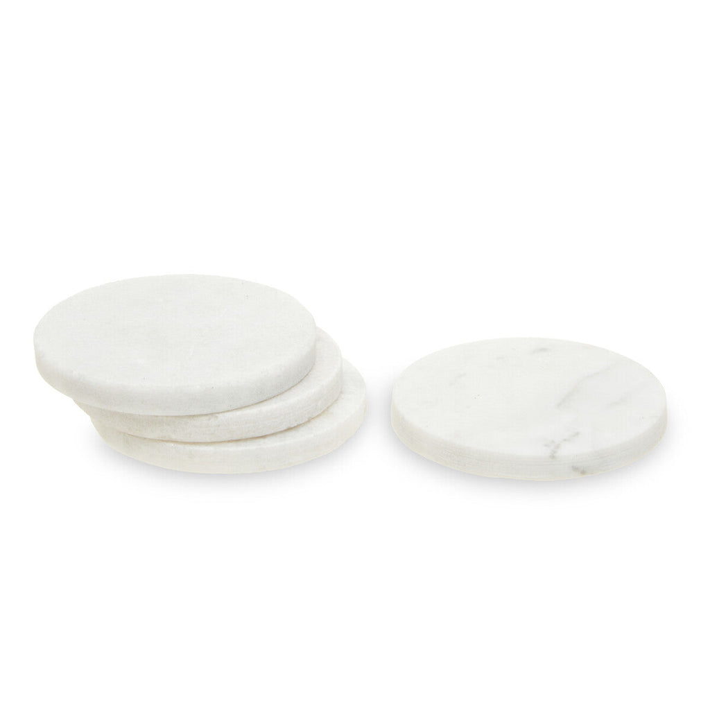 Set of 4 White Marble Round Coasters