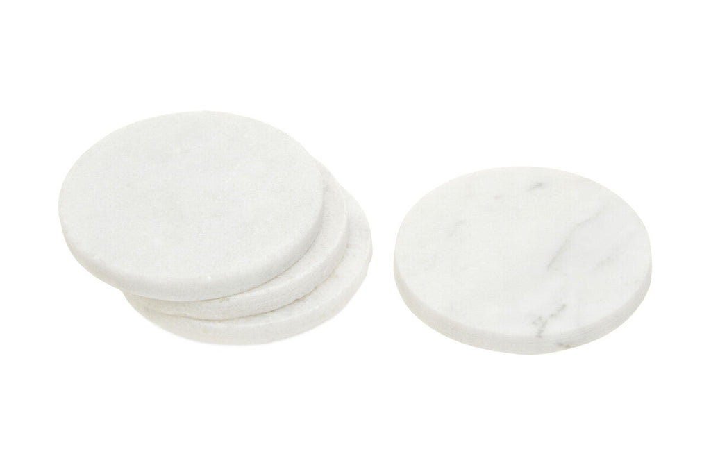 Set of 4 White Marble Round Coasters