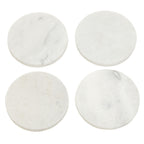Set of 4 White Marble Round Coasters