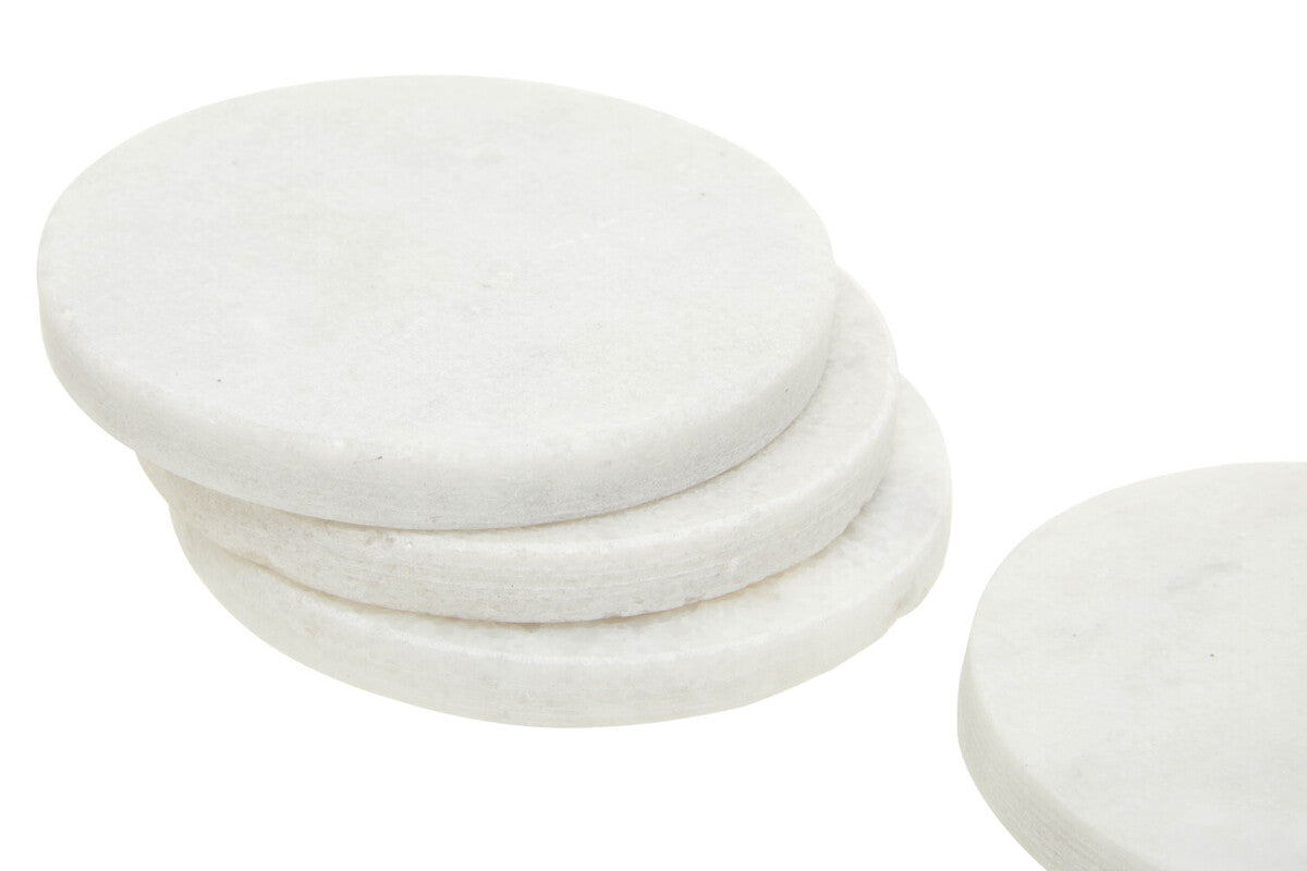 Set of 4 White Marble Round Coasters