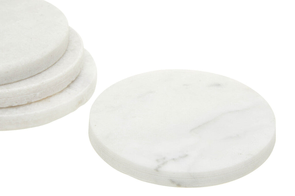 Set of 4 White Marble Round Coasters