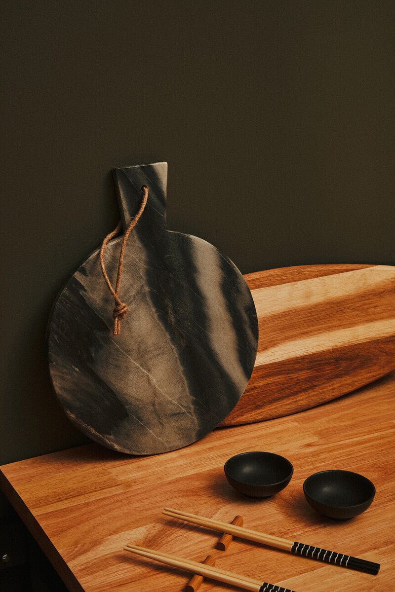 Grey Marble Round Paddle Serving Board