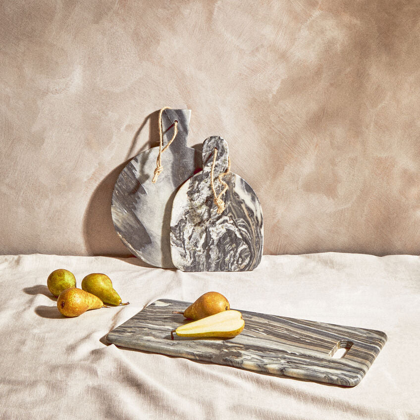 Grey Marble Round Paddle Serving Board