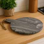 Grey Marble Round Paddle Serving Board