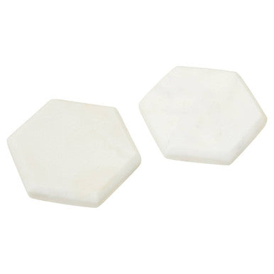 Set of 4 White Marble Hexagonal Coasters