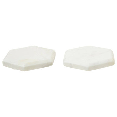 Set of 4 White Marble Hexagonal Coasters