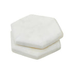 Set of 4 White Marble Hexagonal Coasters