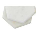 Set of 4 White Marble Hexagonal Coasters