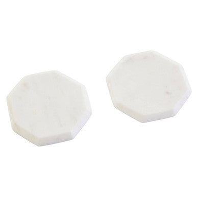 Set of 4 White Marble Octagonal Coasters