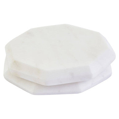 Set of 4 White Marble Octagonal Coasters
