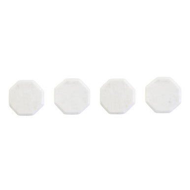 Set of 4 White Marble Octagonal Coasters