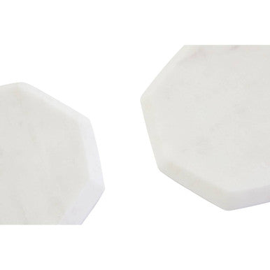 Set of 4 White Marble Octagonal Coasters
