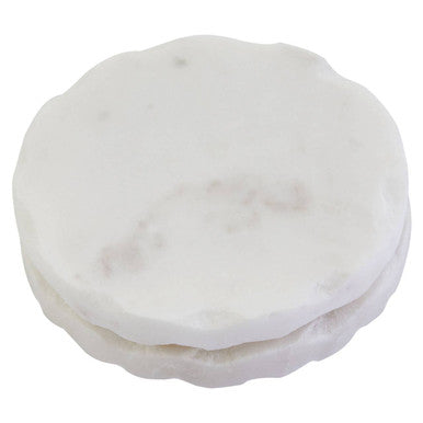 Set of Four White Marble Rustic Edge Coasters