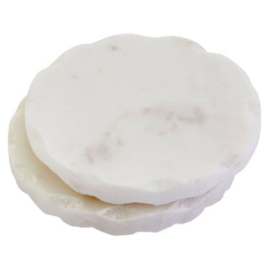 Set of Four White Marble Rustic Edge Coasters