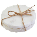 Set of Four White Marble Rustic Edge Coasters
